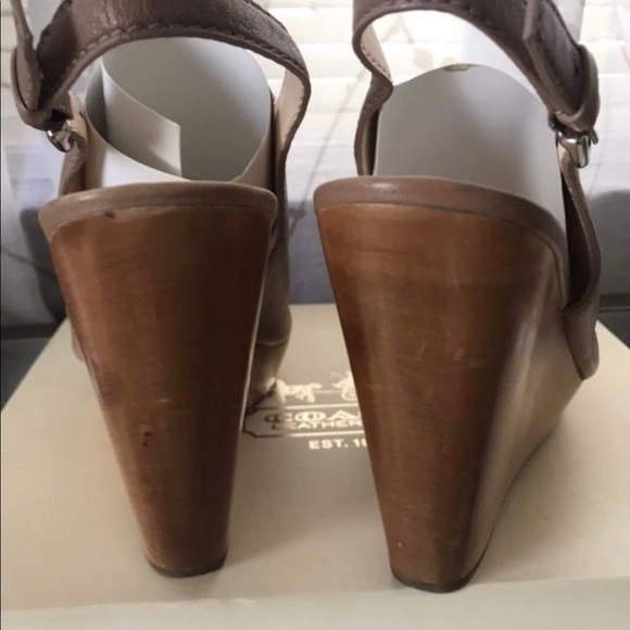 COACH Jade wooden Wedge sling back Sandals - Picture 6 of 8